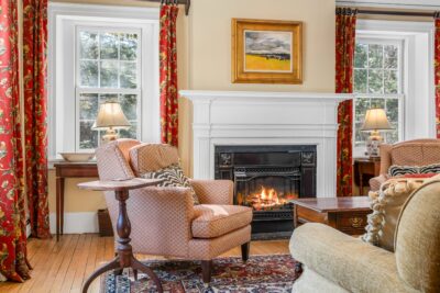 Historic millwork details in the Living Room at 4 Occom Ridge in Hanover, NH