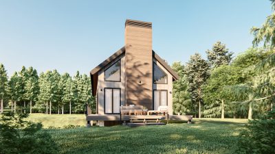 Exterior of the Mountain Stream at Quechee Thistle home model, new homes in Vermont